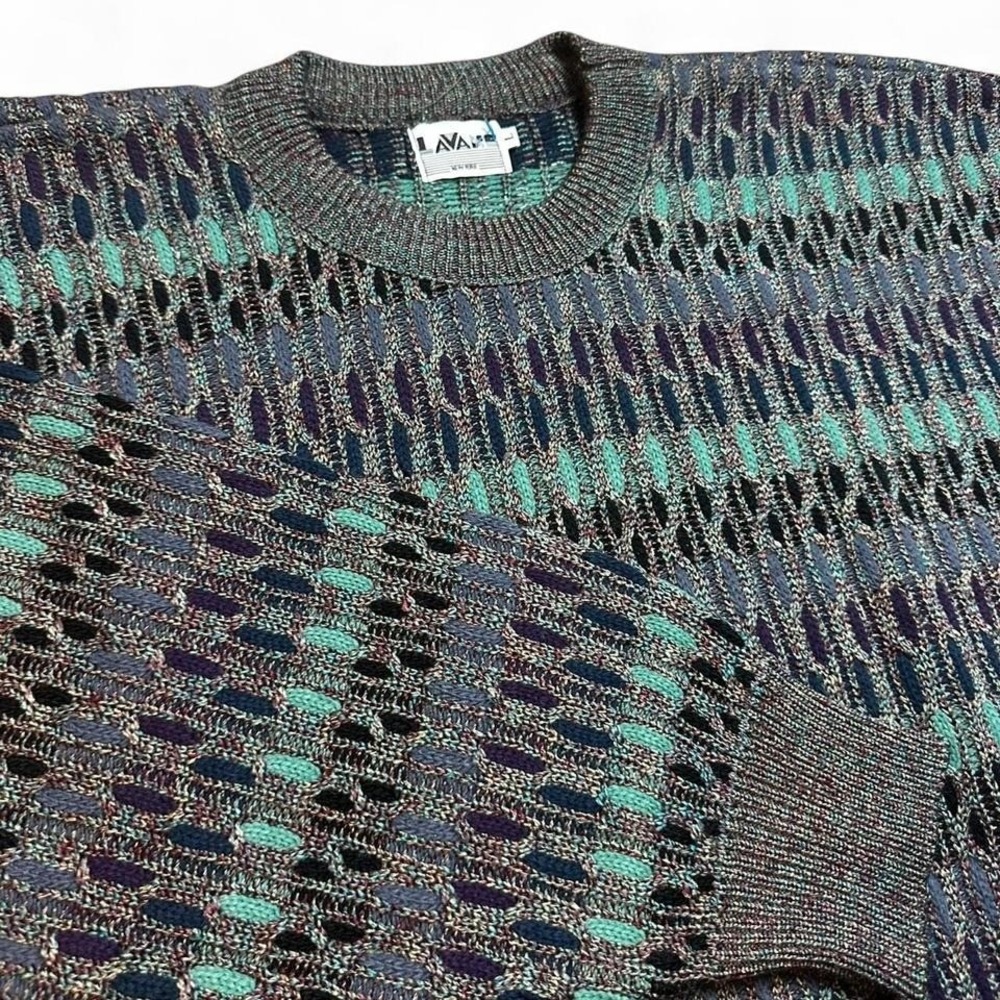 Vintage‎ multicolor grandpa grunge knitted crewneck sweater size large